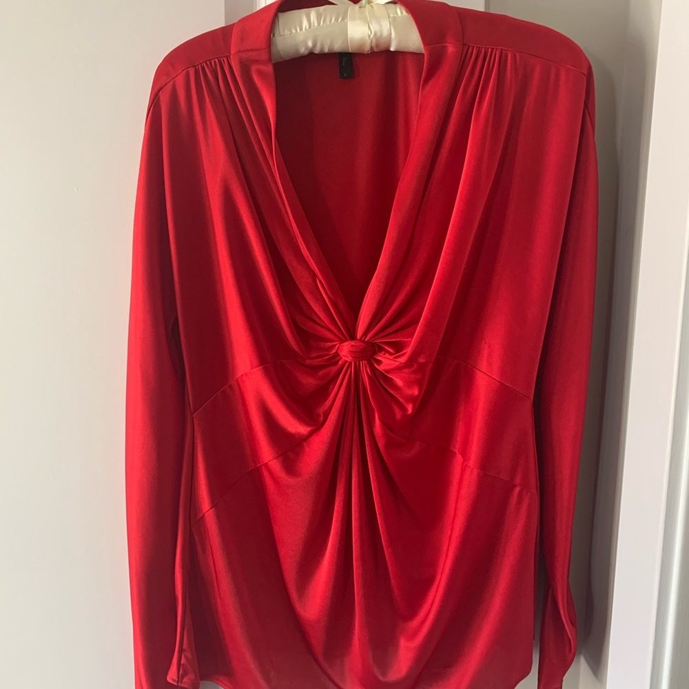 Red satin long sleeved BCGC top